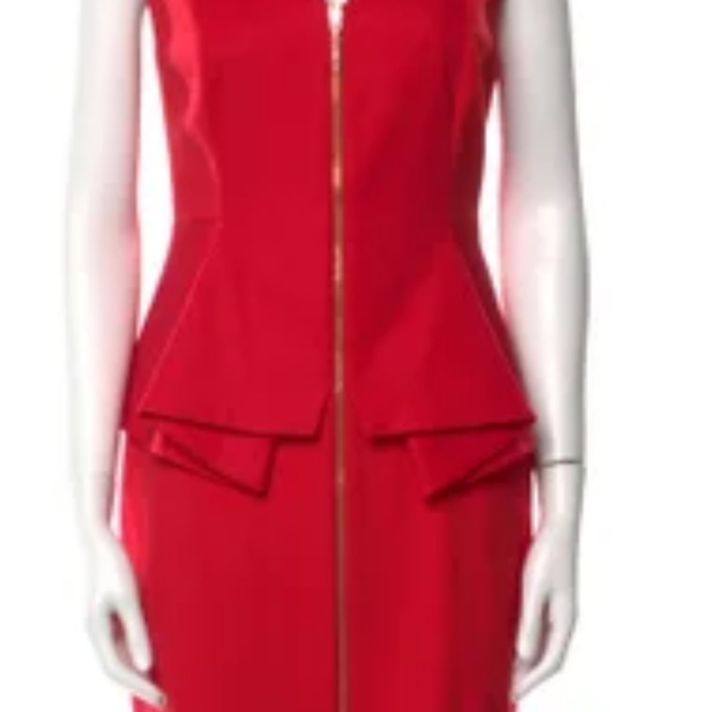 Ted Baker London Structured Zip Peplum Dress Red Ted Baker Sz 1